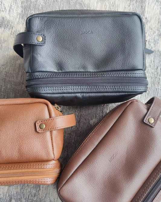 Customizable Classic Leather Wash Bag