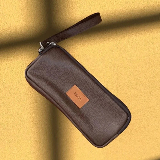 Customizable leather Macar clutch